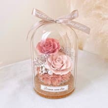 永生花玻璃盅-乾燥玫瑰色 l 不凋花玻璃盅 日本玫瑰 情人節禮物