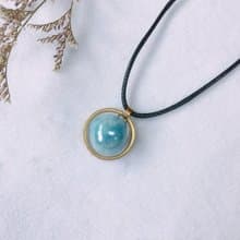 【擴香項鍊】香水精油項鍊 -淺藍珍珠光綴圓環|陶藝