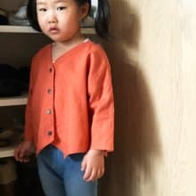 春夏秋三季-甜橘色亞麻開衫小外套罩衫