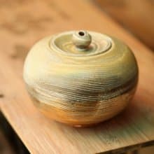柴燒陶/ 茶倉 一斤倉 日本瓷土 無釉覆蓋 陳鏡 /玉紋倉