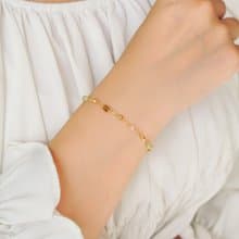 正能量 x 黃蛋白石 白水晶 石英石 碧璽 K金  【繁星點點】 手鍊