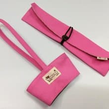 環保筷袋杯套組~手提式飲料杯套 餐具組收納袋 筷套(粉紅)F08-003