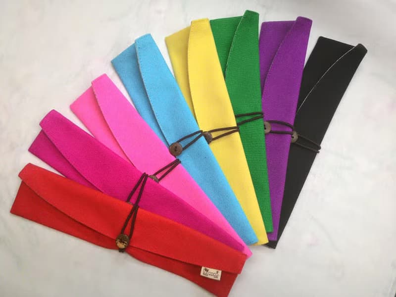 環保筷袋杯套組~手提式飲料杯套 餐具組收納袋 筷套(粉紅)F08-003