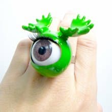 TIMBEE LO 綠色鹿角眼珠戒指 Antlers Eyeball  with Green Epoxy Ring