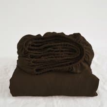 Brown linen fitted sheet / Softened linen bed sheet / Deep pocket