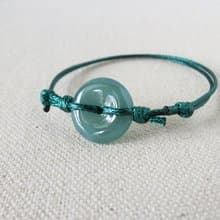 本命年【平安‧如意】平安扣翡翠韓國蠟線手鍊*AA10*招財、保平安