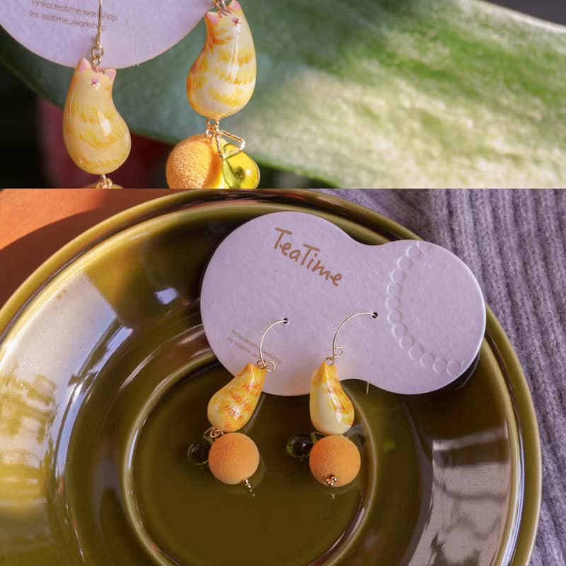 TeaTime 蜂蜜奶油口味一般 貓咪 耳環耳夾