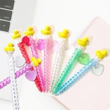 黃色鴨自動原子筆 愛心吊飾 1組2入 療癒文具小物 隨機色
