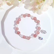 天然草莓粉晶 - 白水晶手鍊