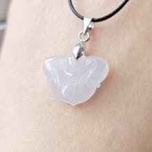 親翠 天然翡翠 冰心型靈芝如意美鎖骨鍊 平安如意題材