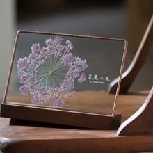 植物圖鑑∣蕾絲花.紫色∣玻璃鑲嵌∣花草標本