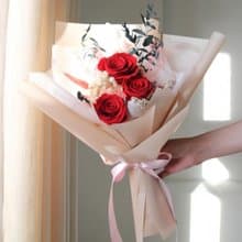 永恆玫瑰│3朵永生紅玫瑰花束 情人節花束 乾燥花 永生花