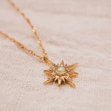 星光四射蛋白石項鍊 - 14K注金 - 歐美項鏈 - 金色項鏈