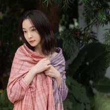 手織圍巾披肩_紅藍混織