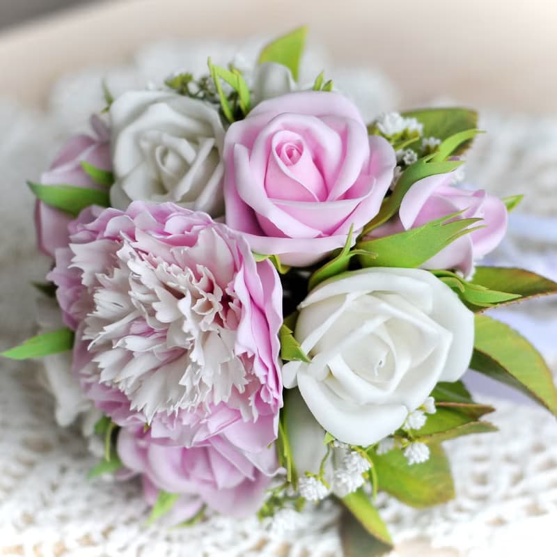 Bridal bouquet peony and roses, Wedding pink bouquet and boutonniere 婚禮花束