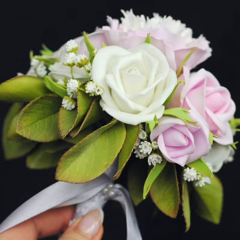 Bridal bouquet peony and roses, Wedding pink bouquet and boutonniere 婚禮花束