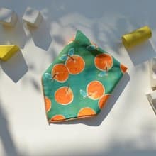 有機棉雙面手帕圍兜/ 原創印花 /黃色熱帶魚vs小橘子