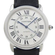 【日本直送】カルティエ CARTIER ロンドソロ 腕時計 WSRN0021 SS × 型押しレザー 自動巻き シルバー文字盤 メンズ【中古】