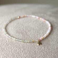 手環 蛋白石 金髮晶 彈性繩 - 一半一半 -