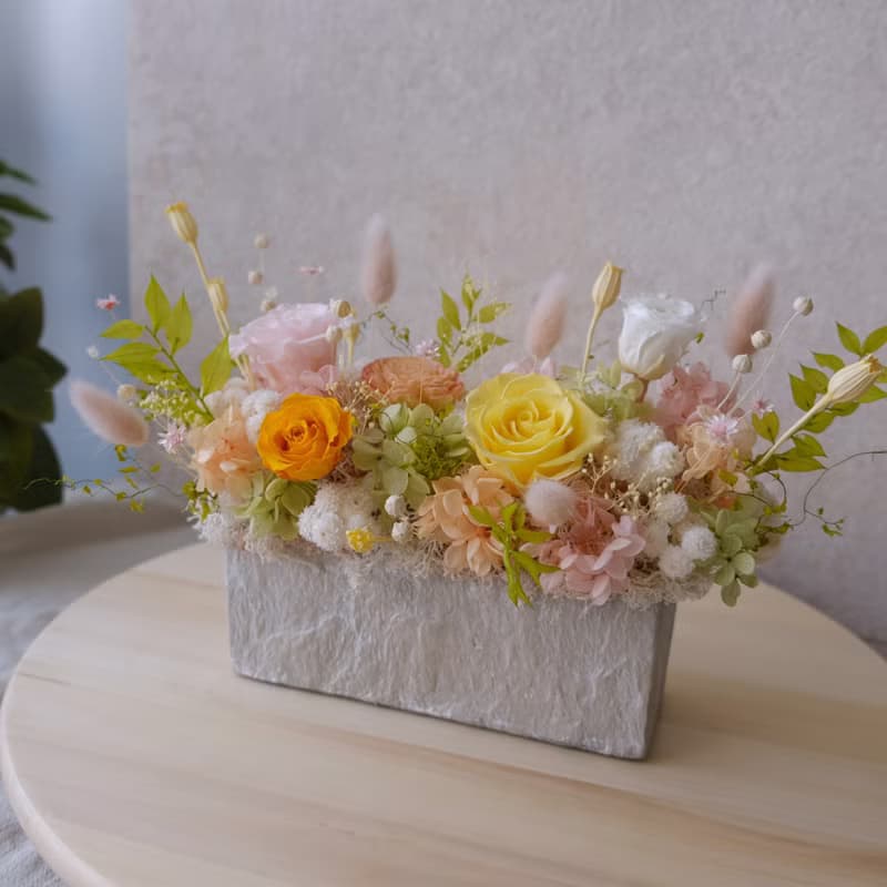 【永生花盆花】永生花/開幕盆栽/粉色/黃色/綠色/賀升遷 花禮
