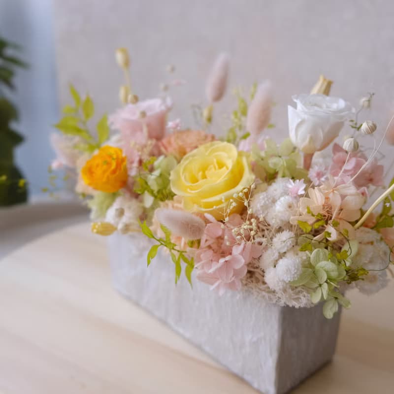 【永生花盆花】永生花/開幕盆栽/粉色/黃色/綠色/賀升遷 花禮