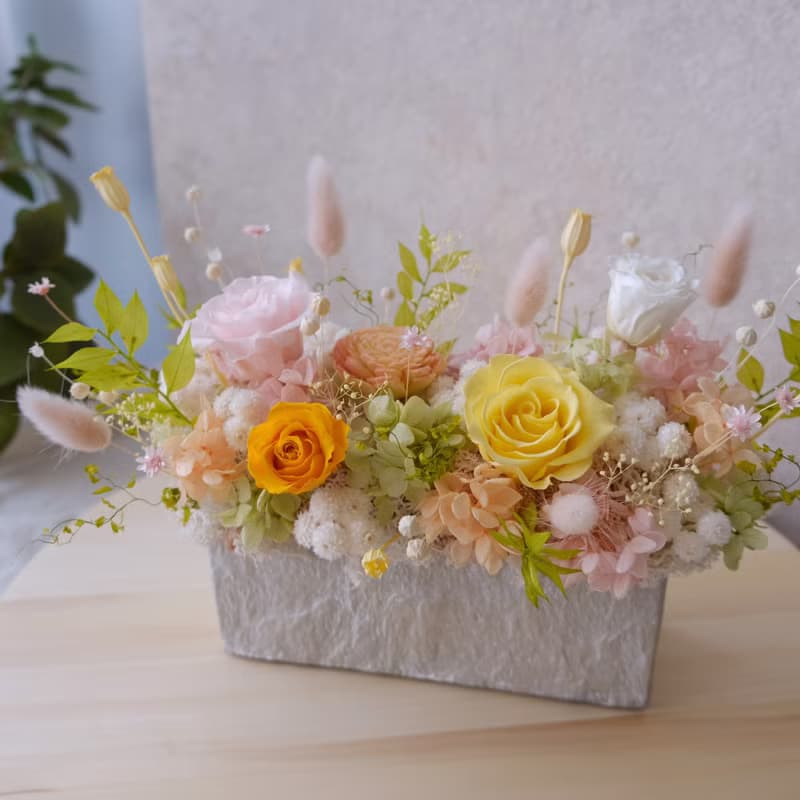 【永生花盆花】永生花/開幕盆栽/粉色/黃色/綠色/賀升遷 花禮