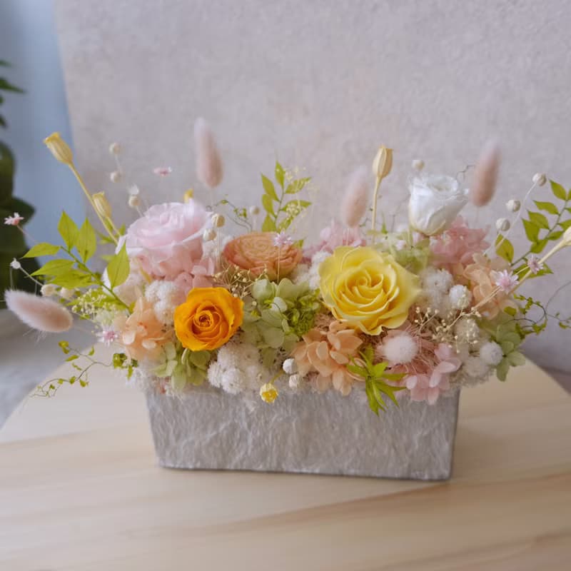 【永生花盆花】永生花/開幕盆栽/粉色/黃色/綠色/賀升遷 花禮