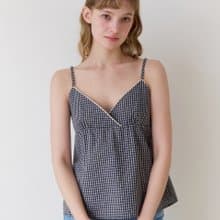 Uze check blouse_ Navy