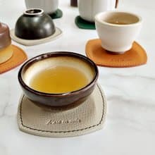 防撥水真皮革日式杯墊|方圓茶墊|一組六入