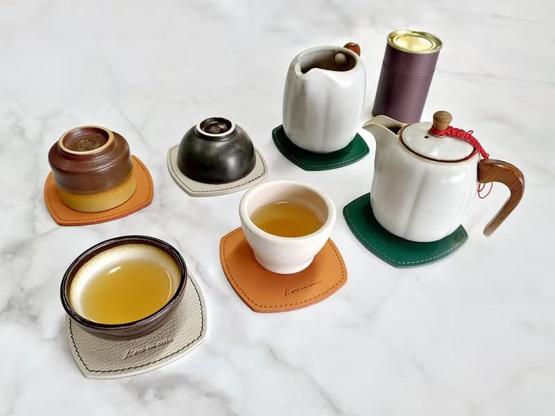 防撥水真皮革日式杯墊|方圓茶墊|一組六入