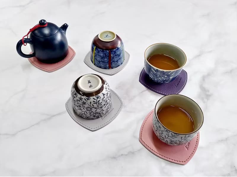 防撥水真皮革日式杯墊|方圓茶墊|一組六入