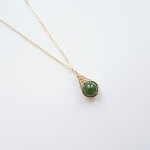 碧玉 和田玉 Herringbone 編織墜 14K GF 包金項鍊 地中海之眼