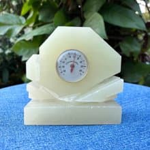 Vintage 70s Onyx Stone Thermometer Hand Made Desk Thermometer Home Decor