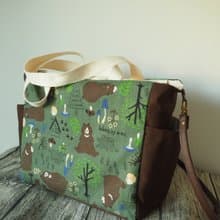 原創手工縫製托特側肩包帆布包 簡約北歐黑熊圖案 可側背手挽