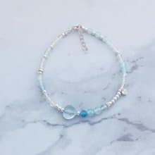 【水晶手串】海藍寶 |白水晶x愛心 天然水晶手鍊