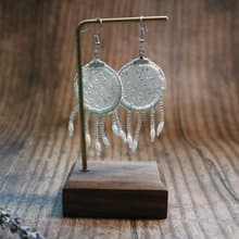 白色夢幻捕夢網珍珠耳環小資生活百搭耳飾