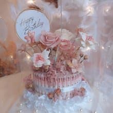 粉紅甜心8吋單層有錢花蛋糕 生日 乾燥花 永生花