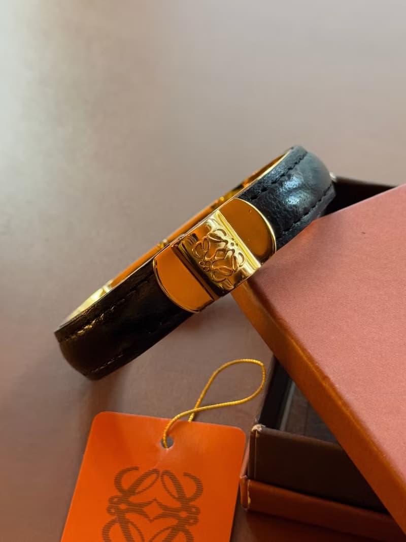 中古正品 Loewe 羅意威 皮革手鐲 手環 鍍金 禮物