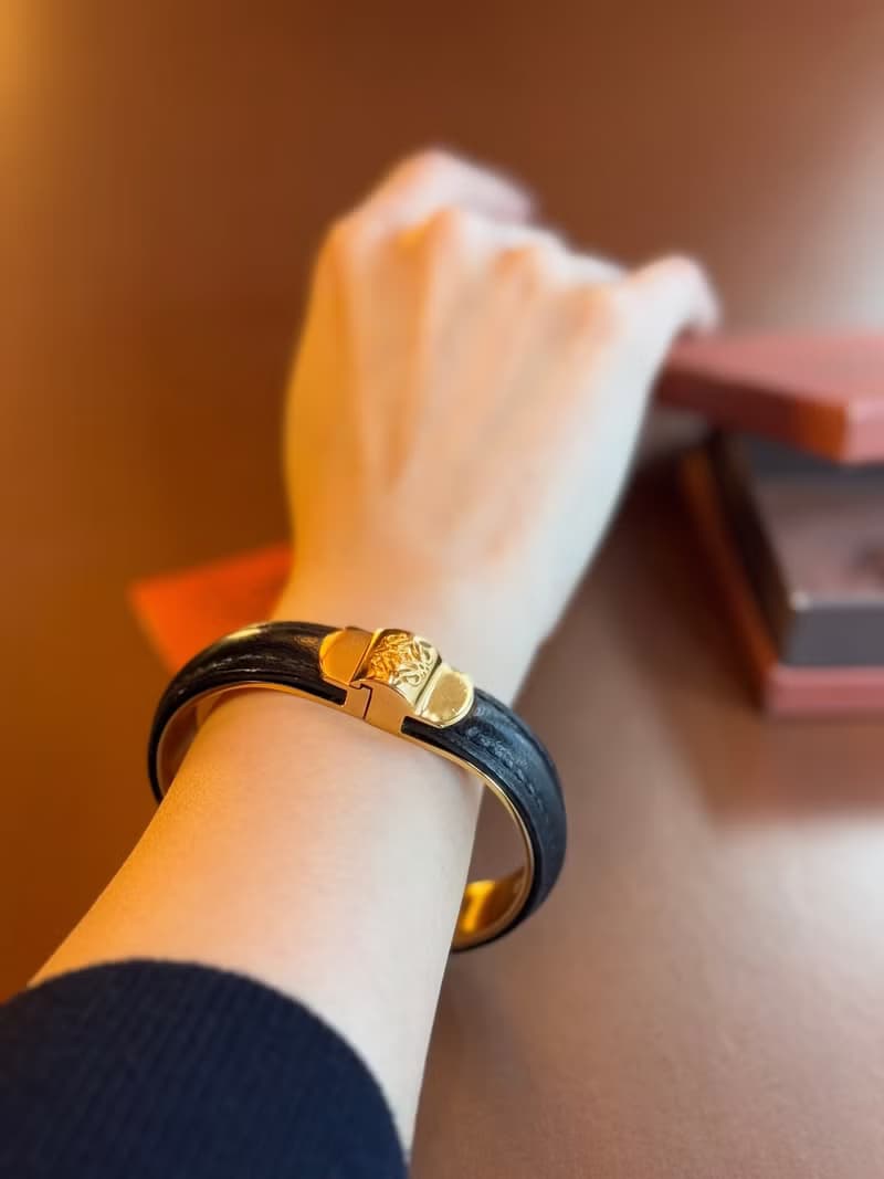 中古正品 Loewe 羅意威 皮革手鐲 手環 鍍金 禮物