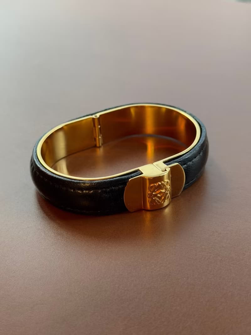 中古正品 Loewe 羅意威 皮革手鐲 手環 鍍金 禮物