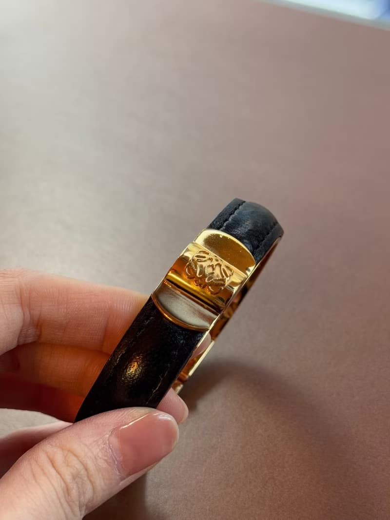 中古正品 Loewe 羅意威 皮革手鐲 手環 鍍金 禮物