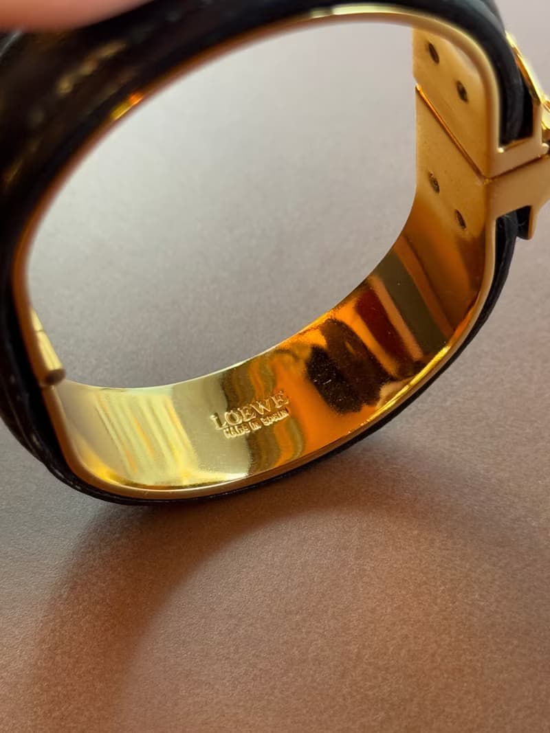 中古正品 Loewe 羅意威 皮革手鐲 手環 鍍金 禮物