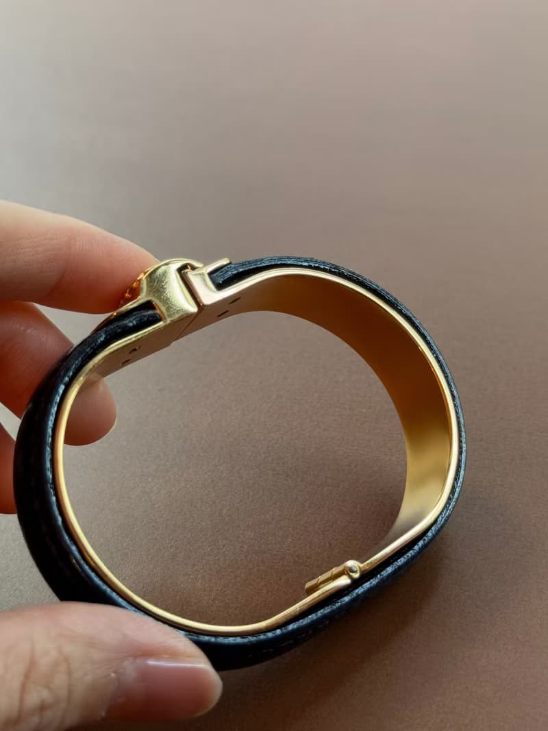 中古正品 Loewe 羅意威 皮革手鐲 手環 鍍金 禮物