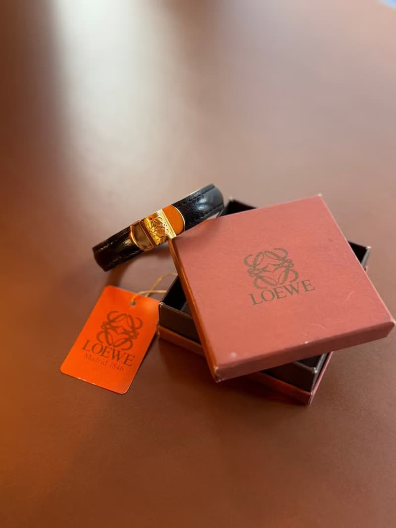 中古正品 Loewe 羅意威 皮革手鐲 手環 鍍金 禮物