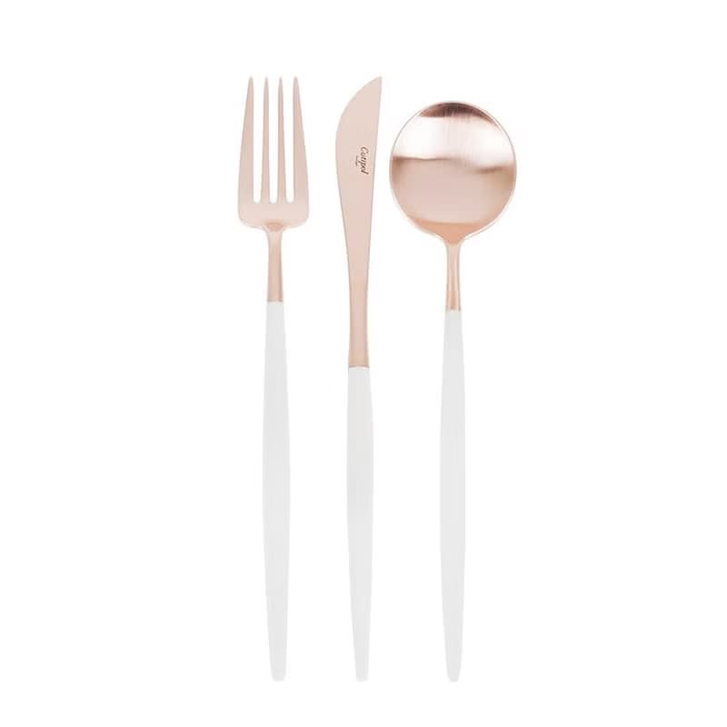 葡萄牙Cutipol GOA系列白玫瑰金主餐三件組(刀叉匙)