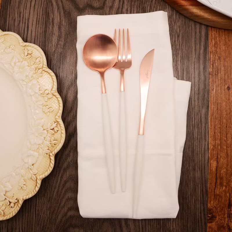 葡萄牙Cutipol GOA系列白玫瑰金主餐三件組(刀叉匙)