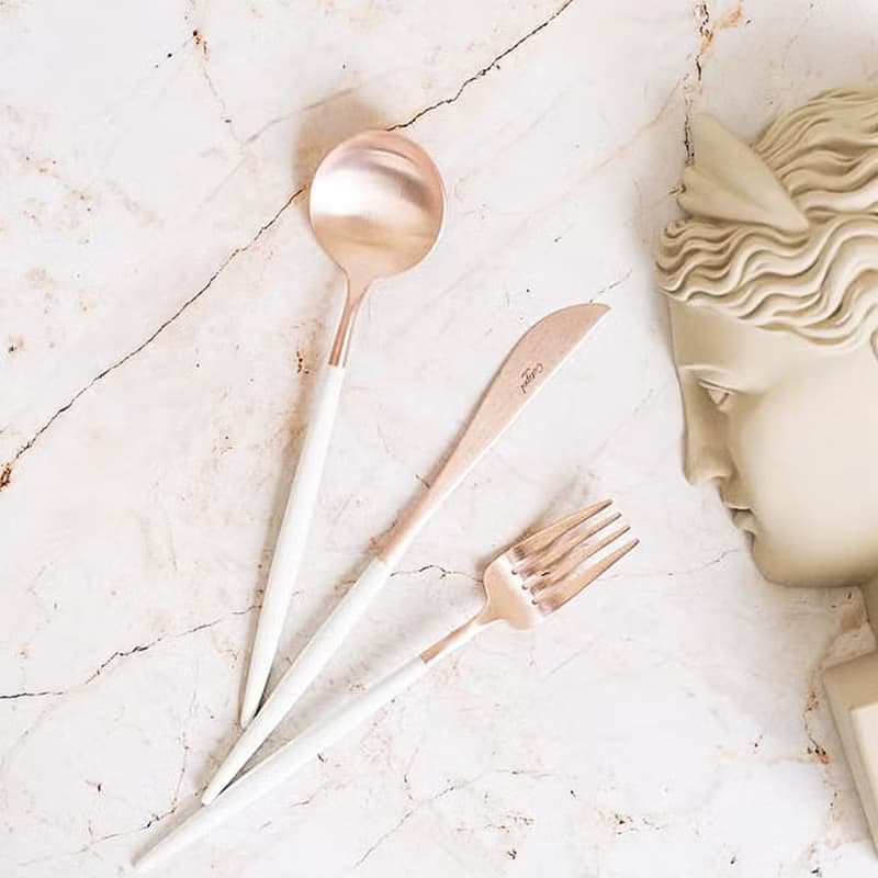 葡萄牙Cutipol GOA系列白玫瑰金主餐三件組(刀叉匙)