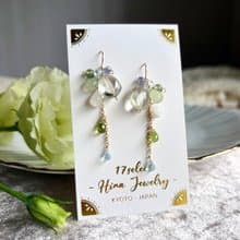 14KGF 綠色紫水晶 x 葡萄石 長耳環 / 二月誕生石 / 耳夾