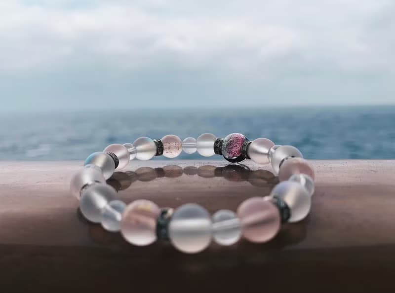 【琉璃系列】 櫻花粉紅夜光琉璃珠手鍊