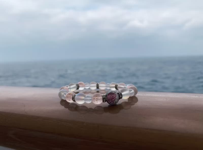 【琉璃系列】 櫻花粉紅夜光琉璃珠手鍊